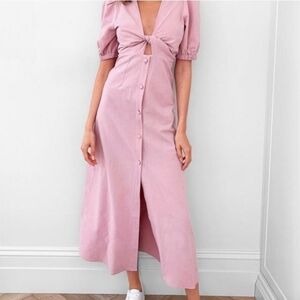 Nasty Gal Pastel Lavender Twist Front Casual Bohemian Cut Out Button Down Maxi
